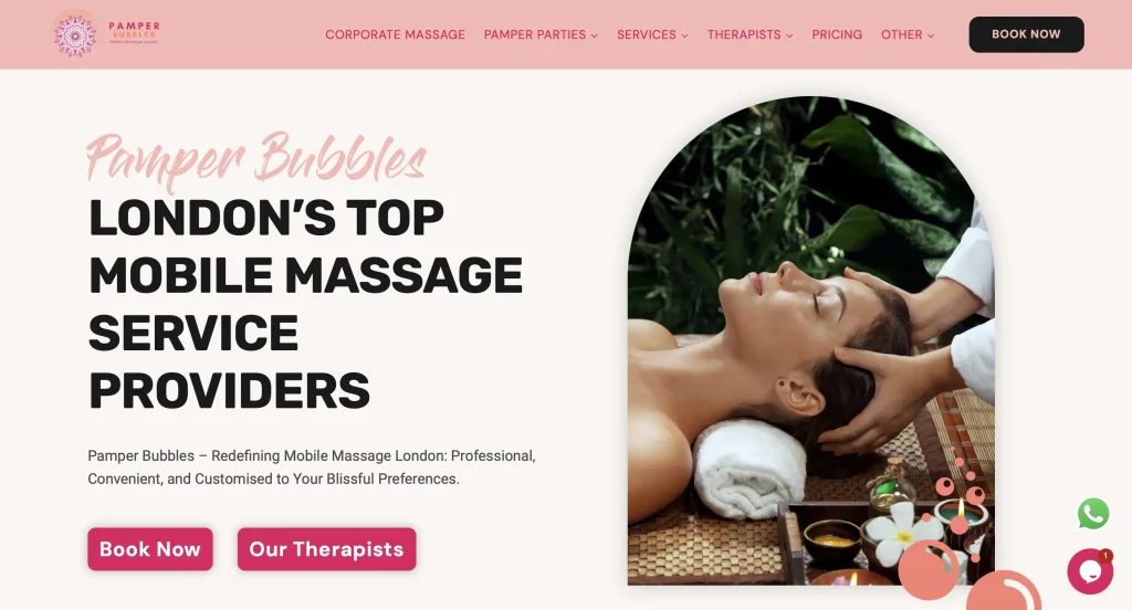 Pamper Bubbles Case Study 8 Pamper bubbles website